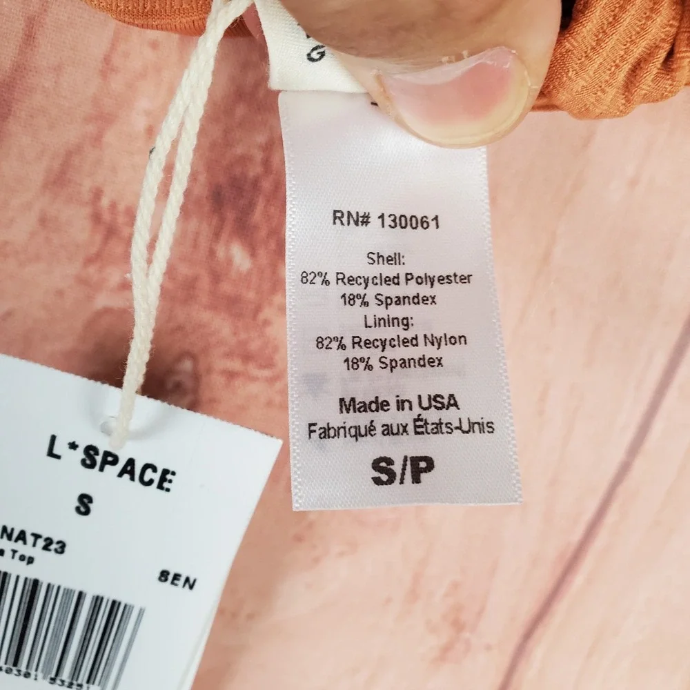 Lspace Sienna Eco Chic Repreve Nikita Bikini Top Women S Orange Stretch Swimwear